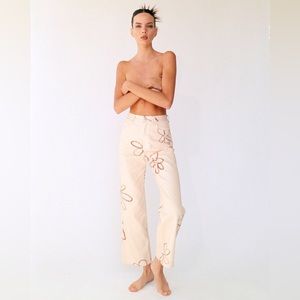 With Jéan Newry Jean in Chalk and Flowers Floral Print Denim XXS